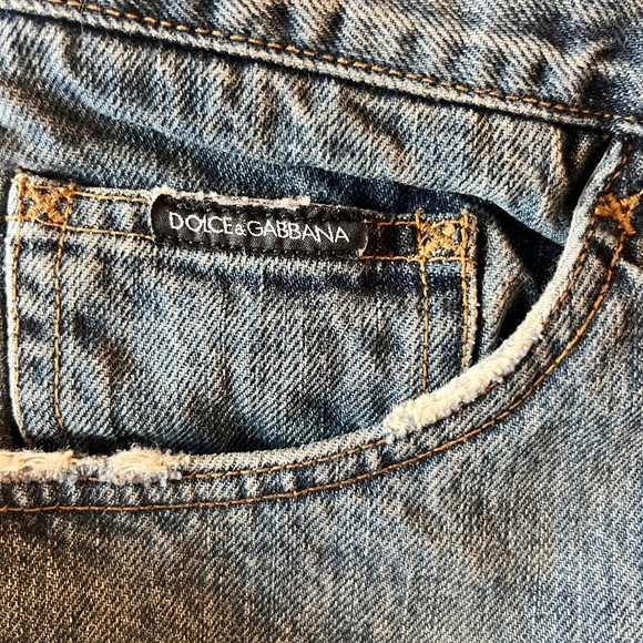VINTAGE Dolce & Gabbana Blue Lampo Relaxed Jeans Size 52 IT.  Fits like a US 36 - Picture 7 of 15